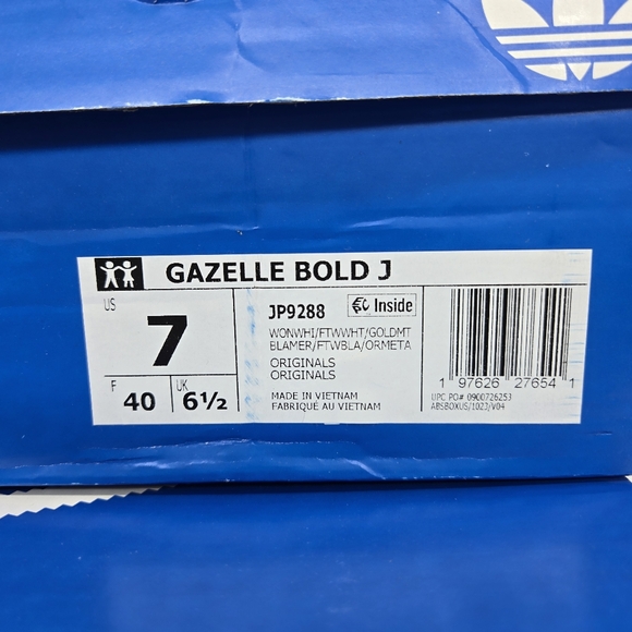 adidas Originals Gazelle Bold JP9288 White Beige Gold Shoes Women's Size 8 New - Picture 8 of 8